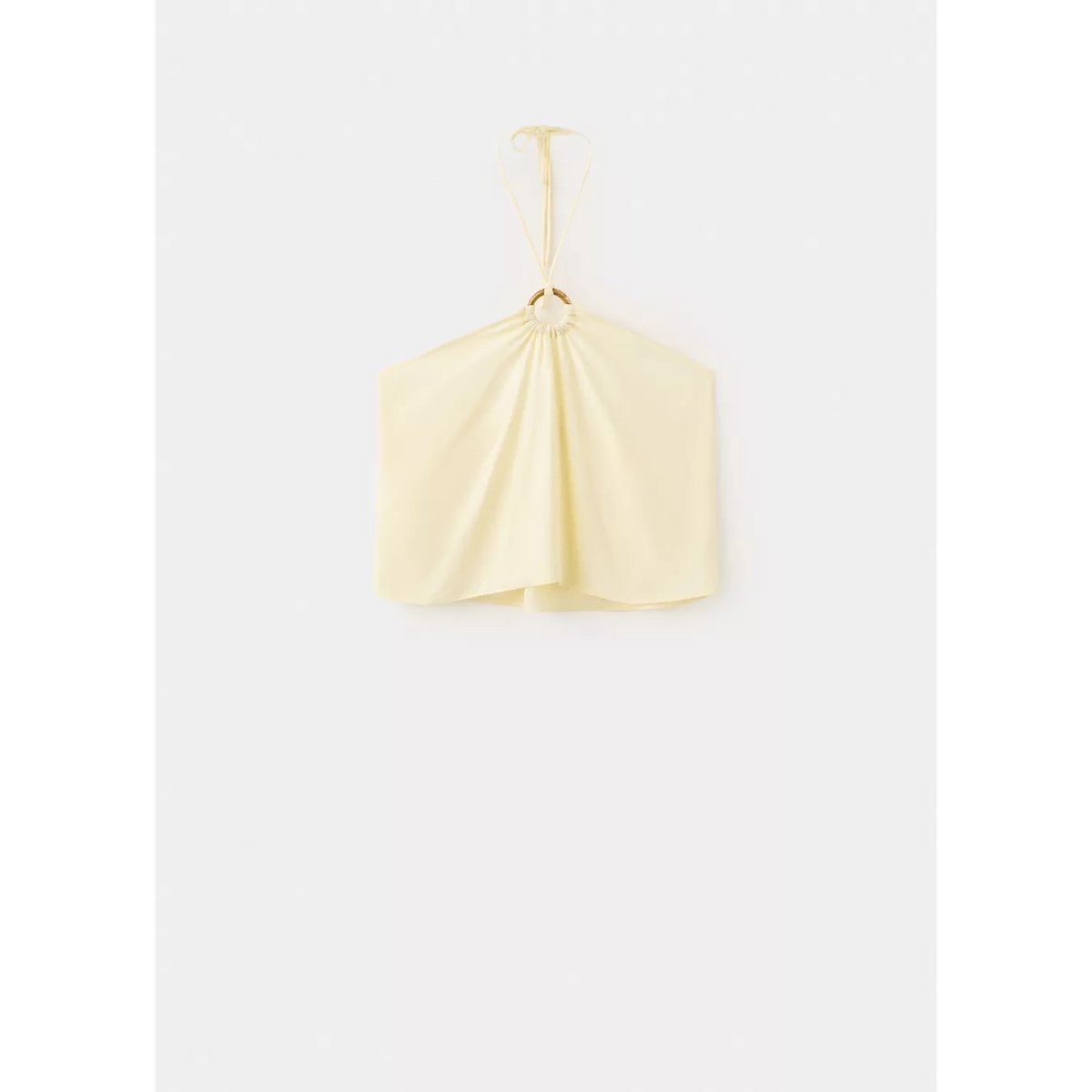 Top halter avec détail anneau jaune pastel, MANGO TEEN