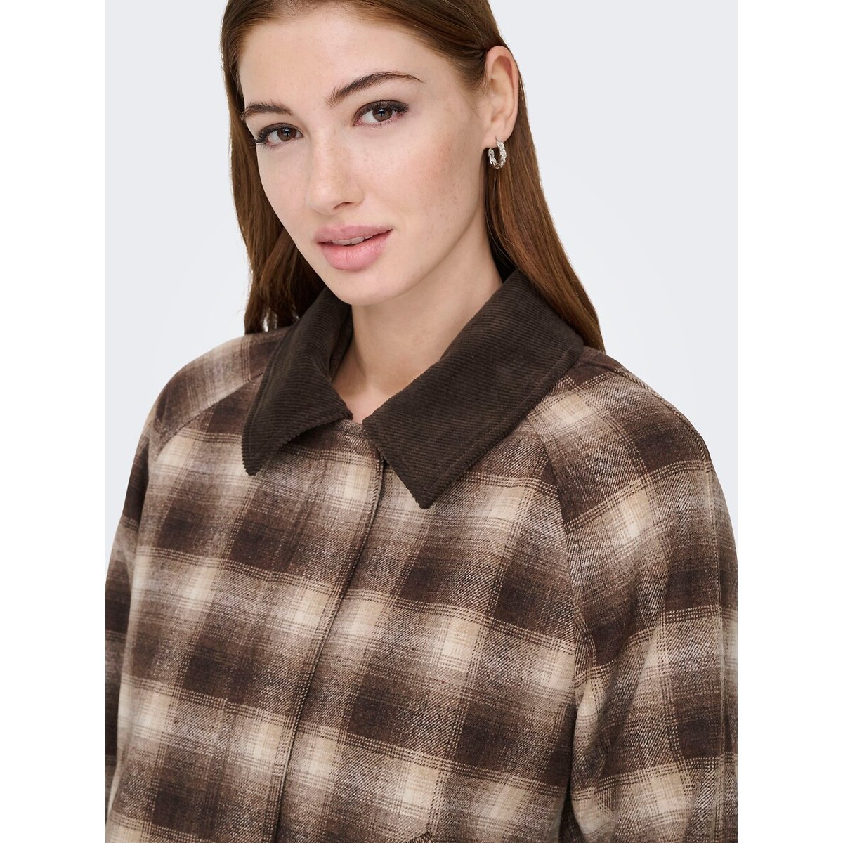 Cappotto corto a quadri marrone quadri, ONLY