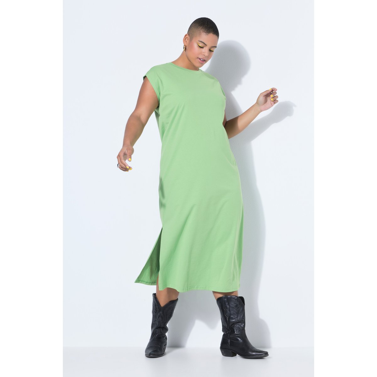 Robe midi en jersey oversized à encolure vert pomme, STUDIO UNTOLD