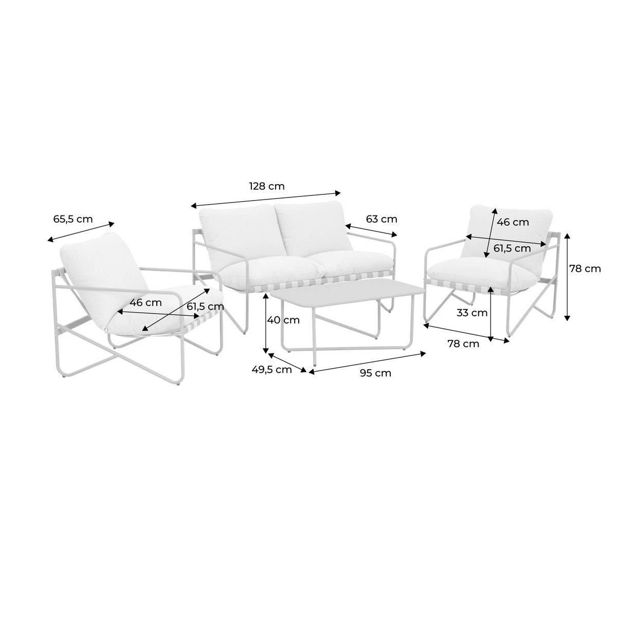 Salon de jardin acier 4 places ALCAMO kaki / beige, SWEEEK