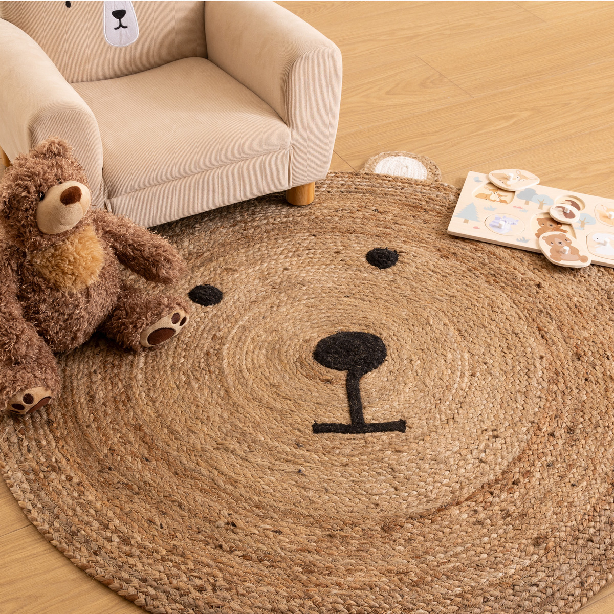 Tapis enfant OURSON beige moyen, ATMOSPHERA FOR KIDS