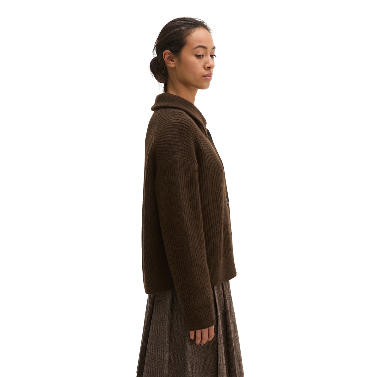 Cardigan ample en mélange de laine vierge douce marron, MARC O'POLO
