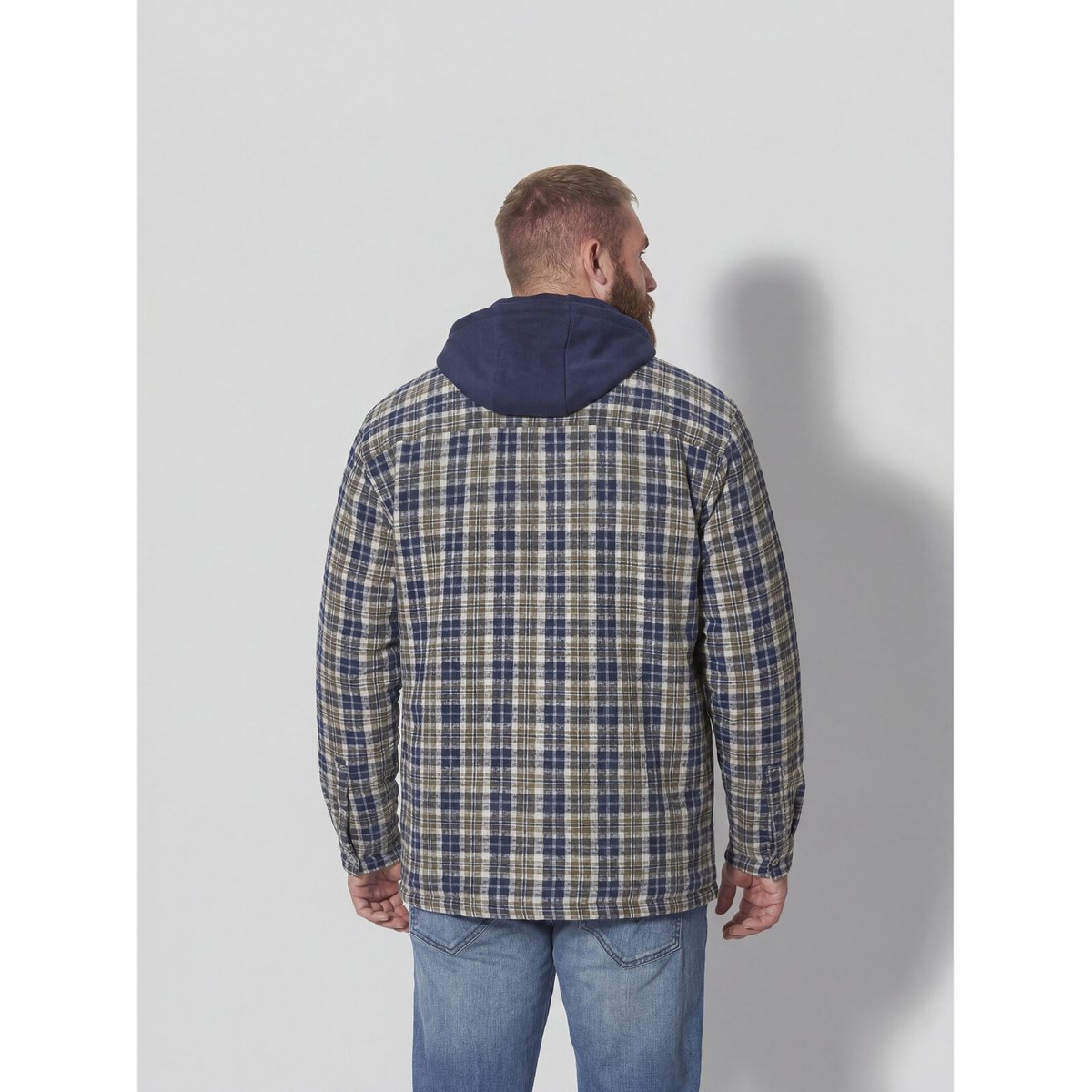 Veste en molleton DAGBERT bleu foncé à carreaux, JAN VANDERSTORM