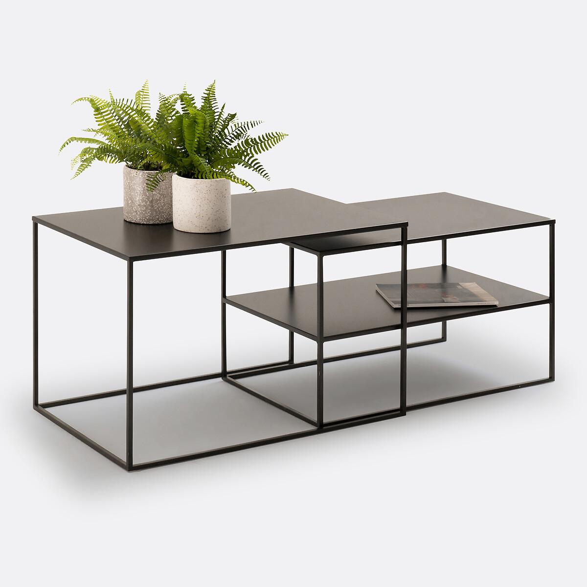 Lot de 2 tables basses gigognes métal acier, Miva noir, LA REDOUTE INTERIEURS