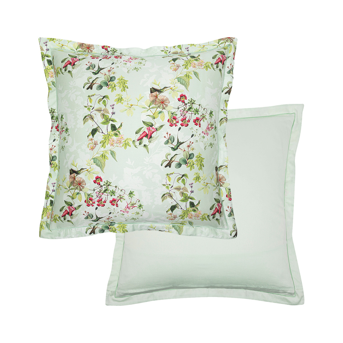 Taie d'oreiller satin de coton FOLIAGE vert d'eau, GARNIER THIEBAUT