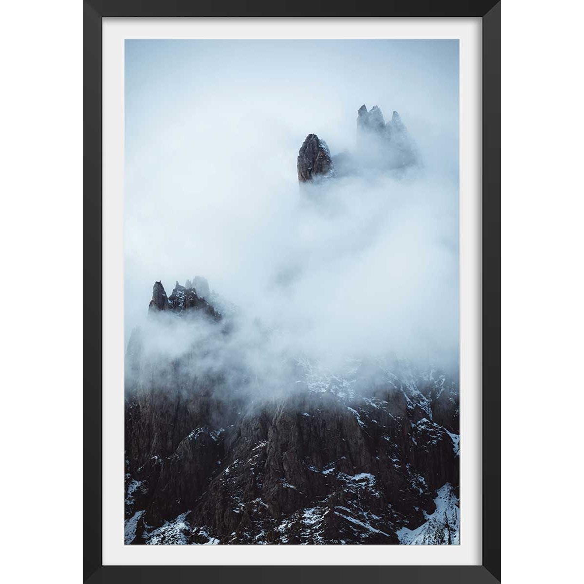 Affiche paysage tempête dans les alpes suisses affiche + cadre en bois - noir, HEXOA