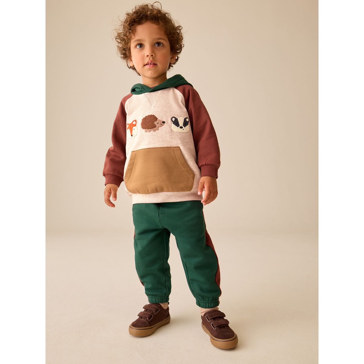 Sweat à capuche/pantalon jogging color-block bourgogne/écru/vert, NEXT