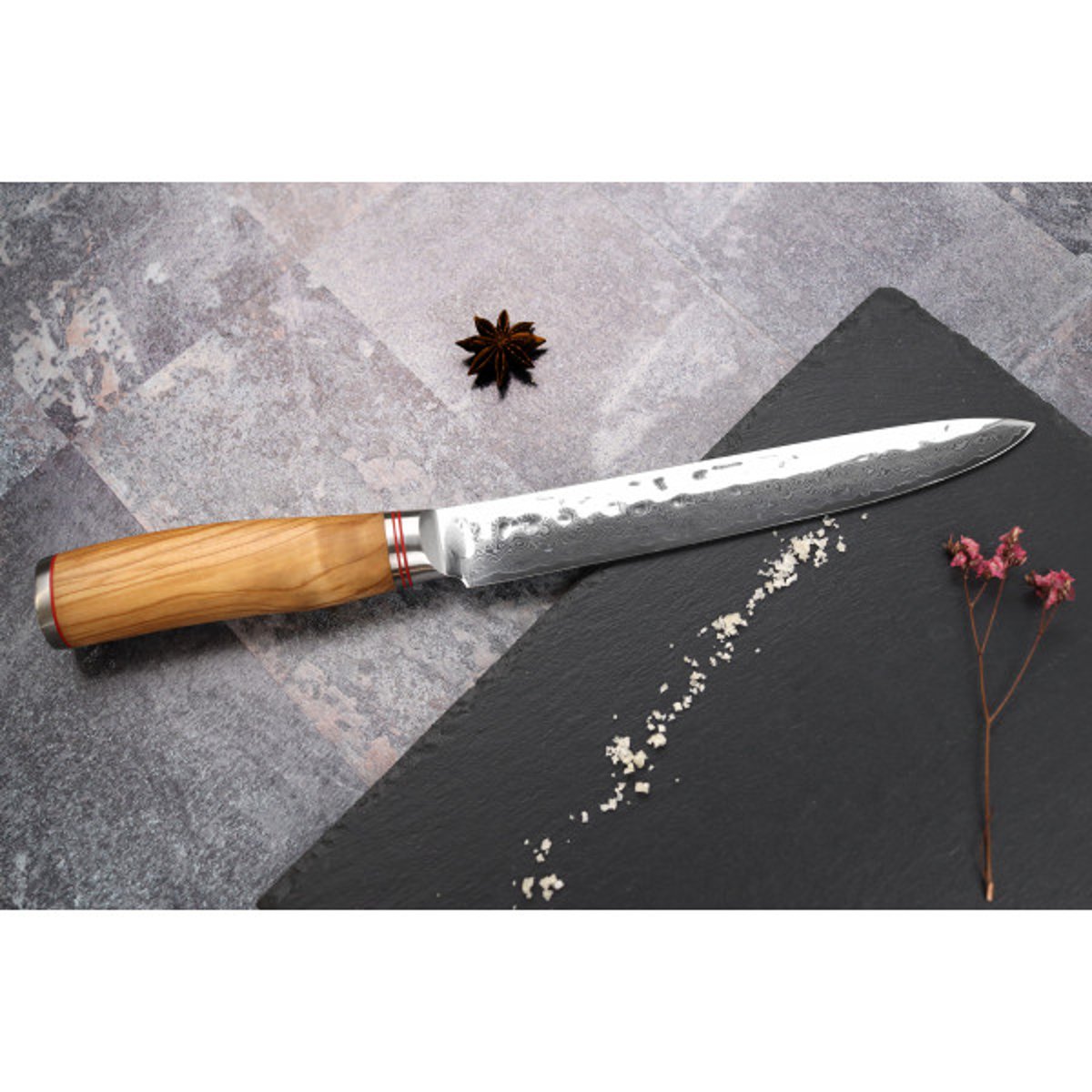 Couteau trancheur damas 10Cr 20cm v002237, WUSAKI