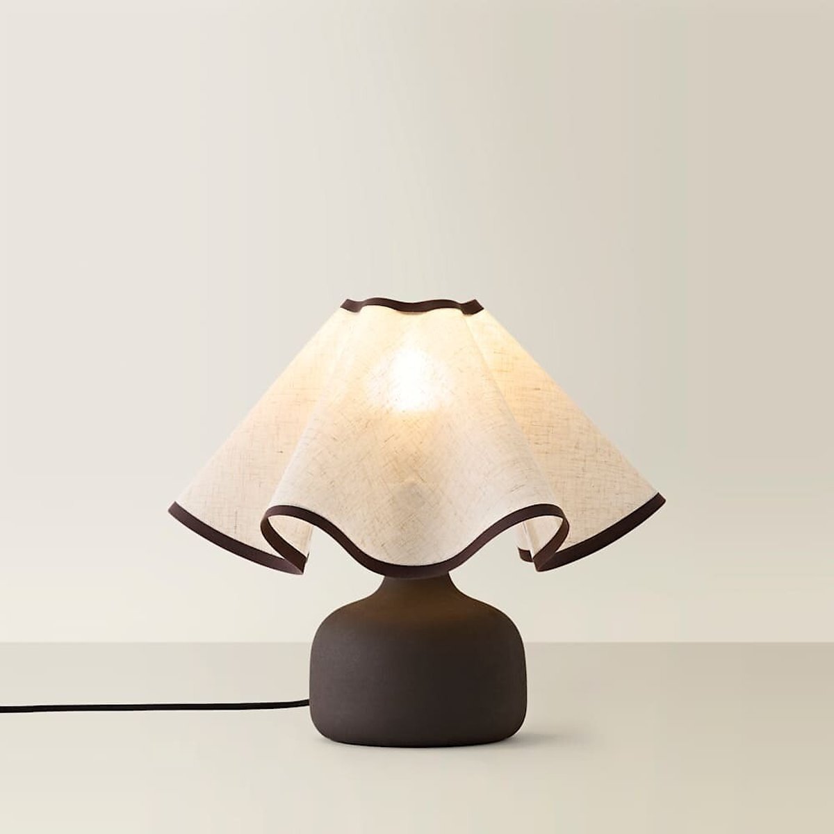Ester Table Lamp with Ripple Shade in Natural brown , ÉDITÉ