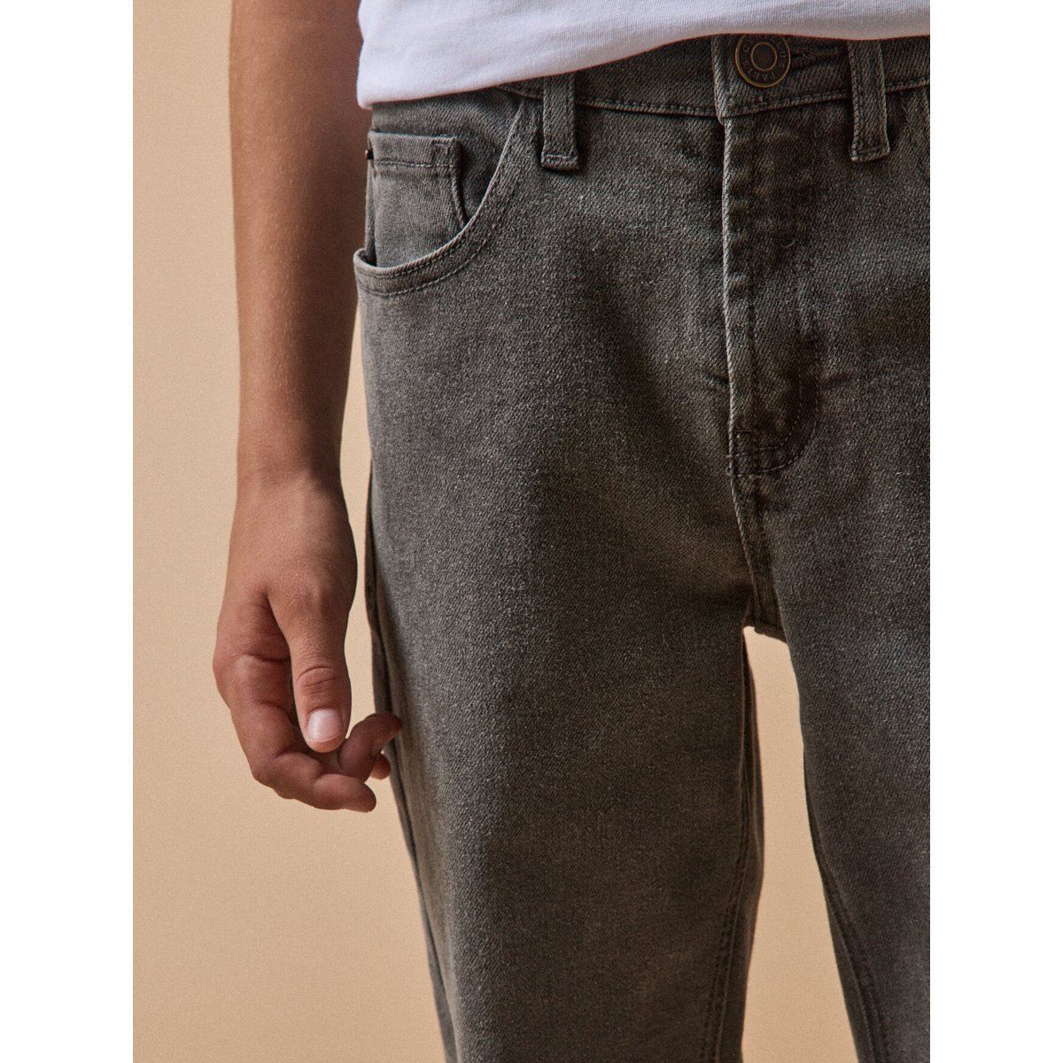 Pantalon relax en denim denim gris fonce, CYRILLUS