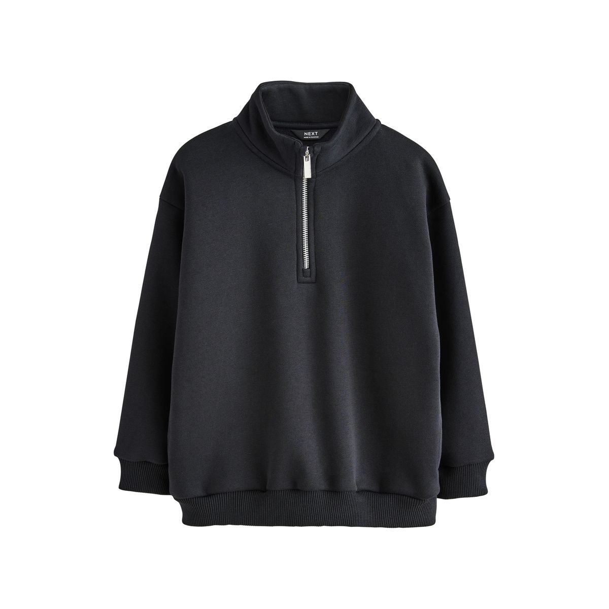 Sweat élégant à col cheminée zippé noir, NEXT