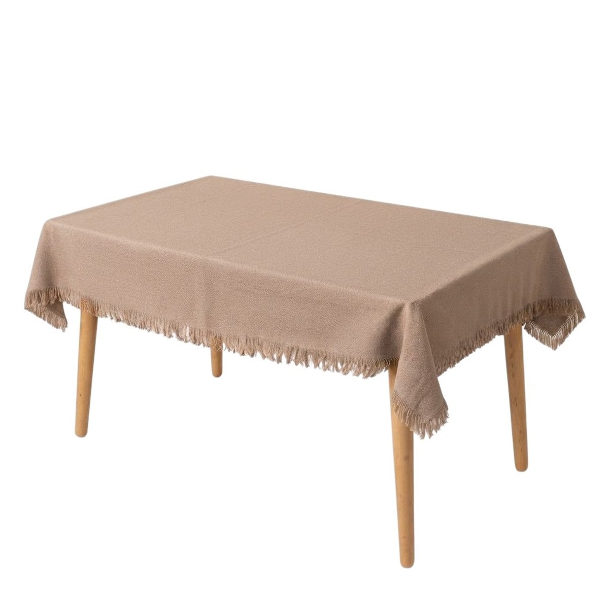 Nappe en coton a franges - Chic et élégante gris, EDEN
