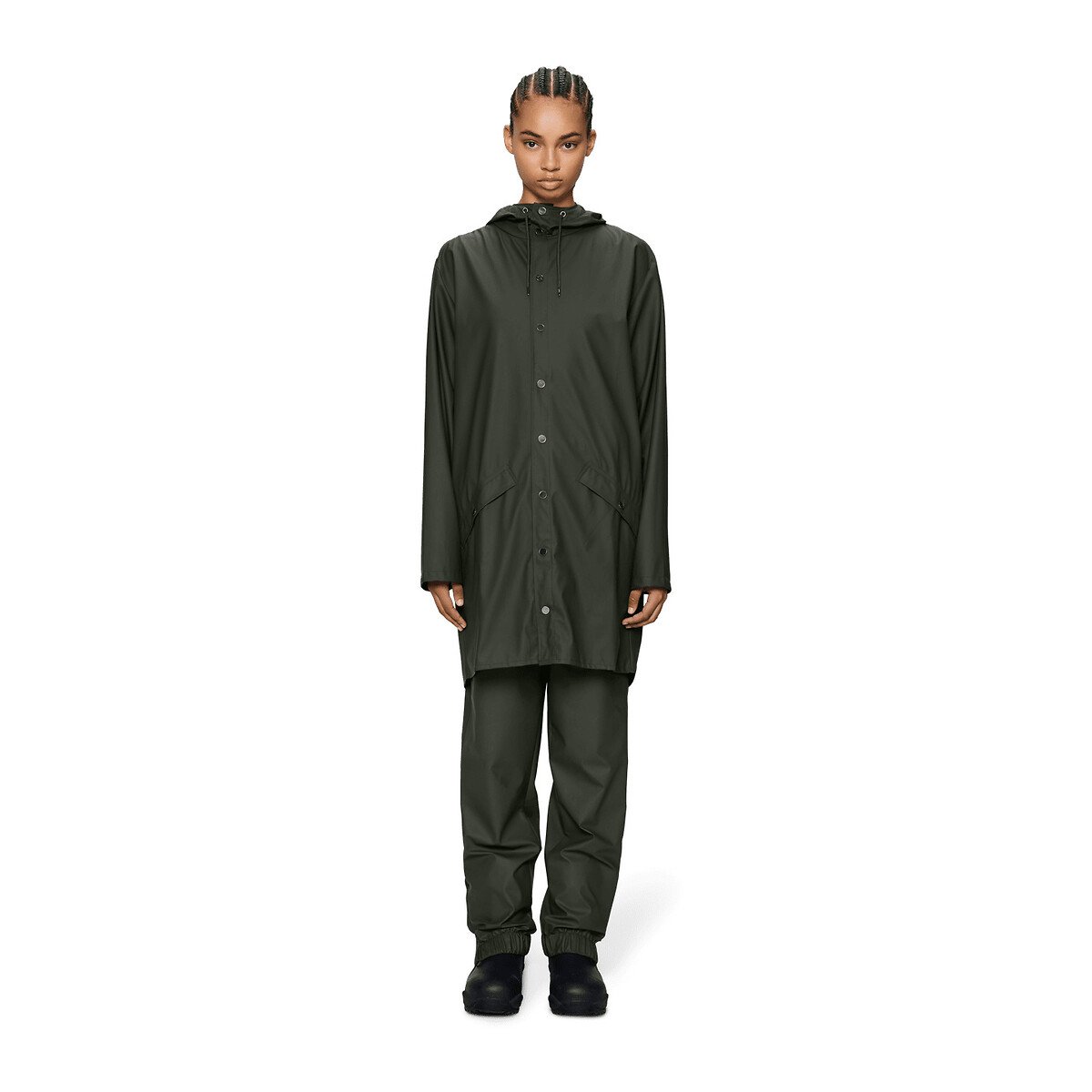 Casaco impermeável com capuz unissexo, LONG JACKET caqui, RAINS