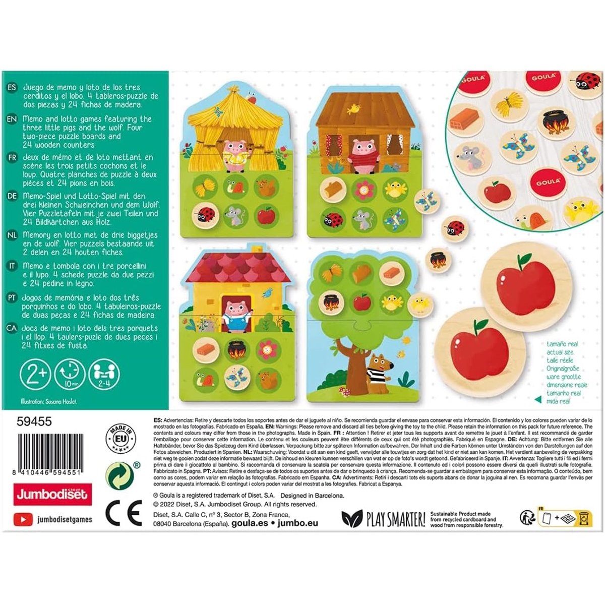 Mémo et Loto des 3 Petits Cochons vert, GOULA