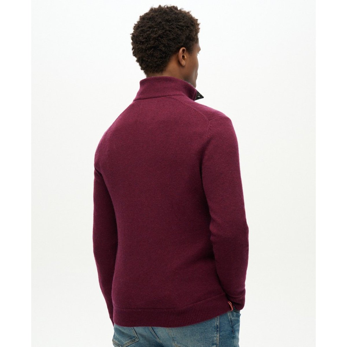 Pull à col zippé Essential fruit rouge foncé, SUPERDRY