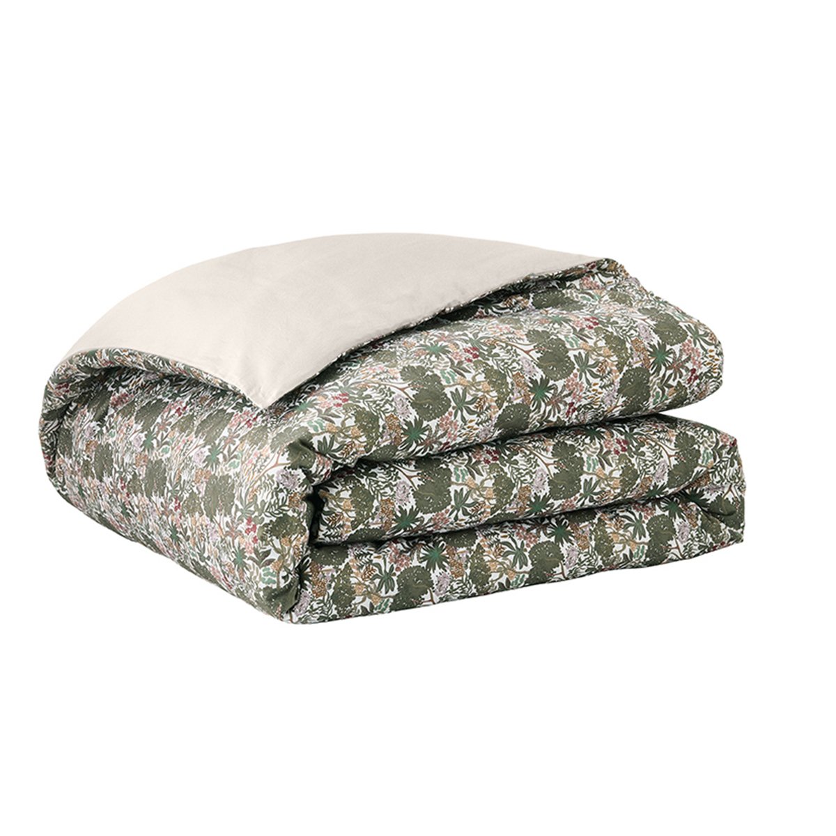 Housse de couette imprimée en satin de coton, CANOPÉE vert foncé, ESSIX