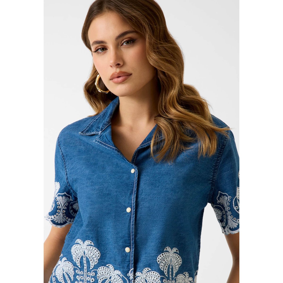 Chemise Brodée bleu, GUESS
