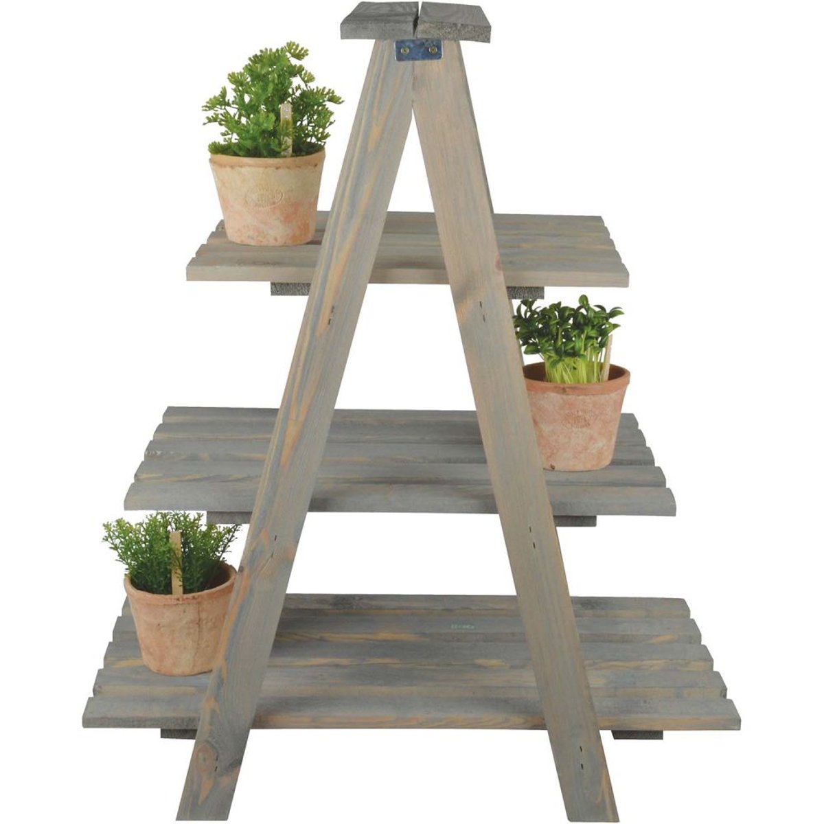 Etagère à plantes triangulaire en pin grey, JARDINDECO