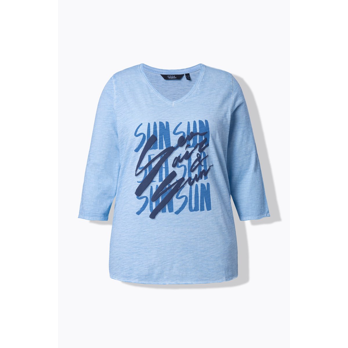 T-shirt avec message, coupe Classic Fit bleu ciel, ULLA POPKEN