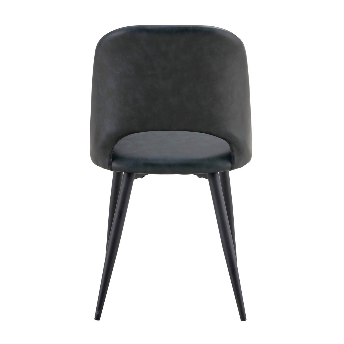 Lot de 2 chaises en acier et cuir synthétique, LOU noir, OVIALA