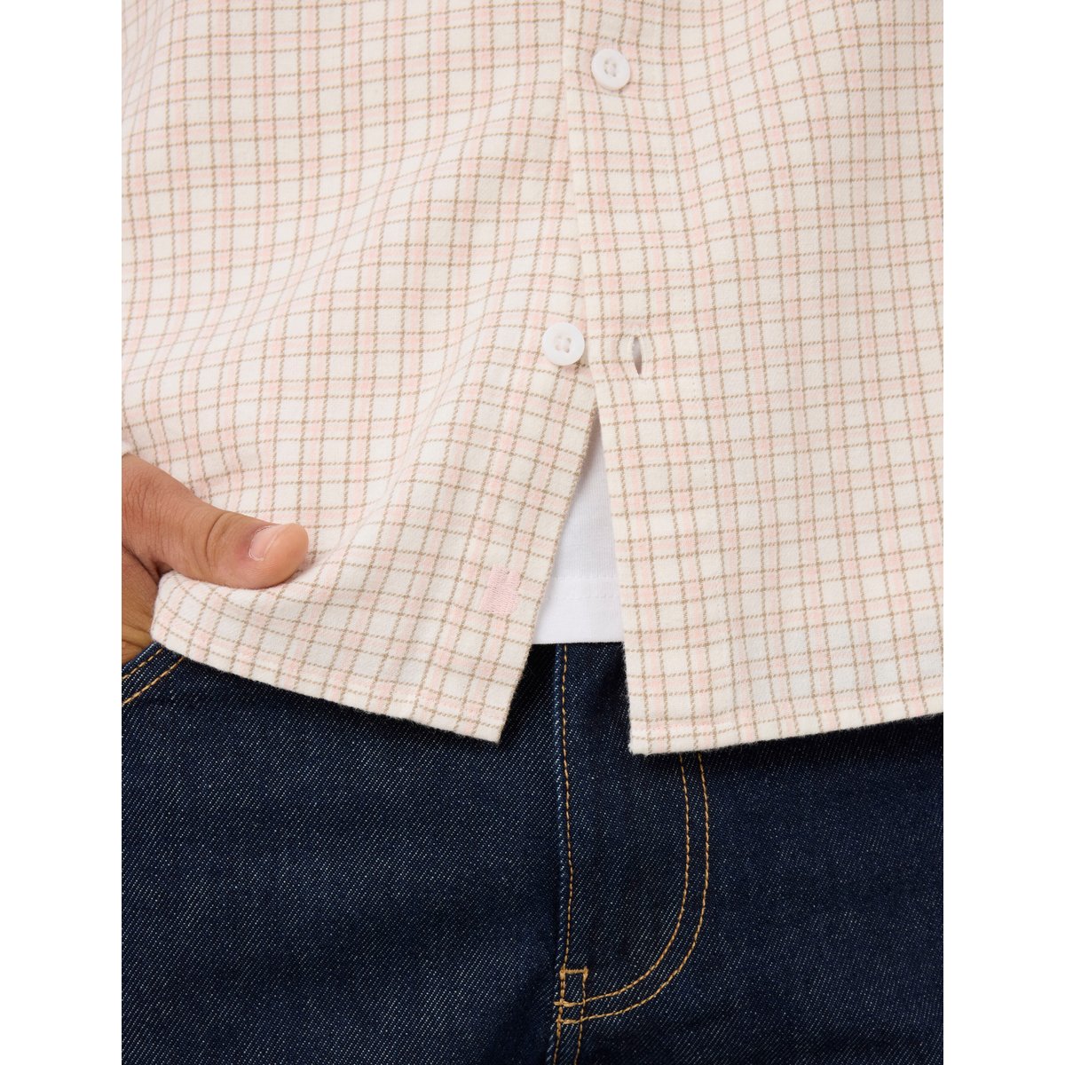 Chemise flanelle à carreaux rose pâle, BZB