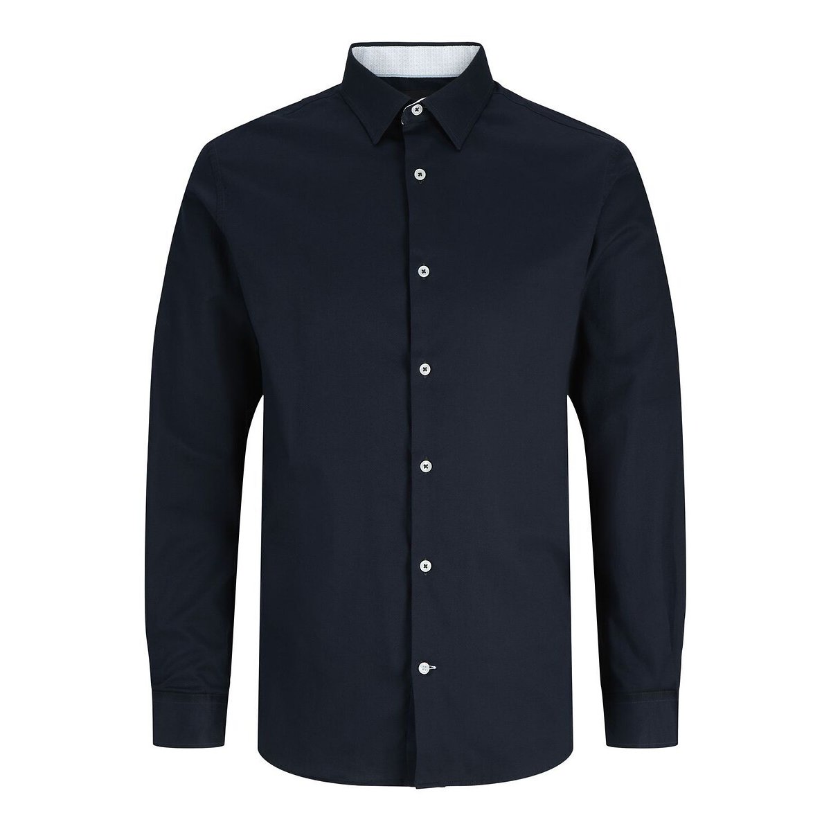 Camisa com botões contrastantes, mangas compridas azul-noite, JACK & JONES