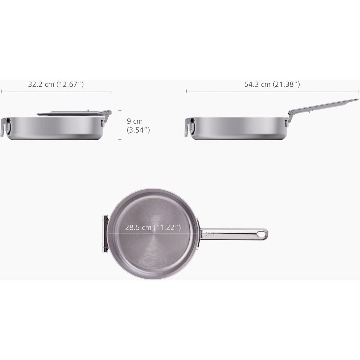 Sauteuse Space 28cm avec couvercle et poignée ret argenté, JOSEPH JOSEPH