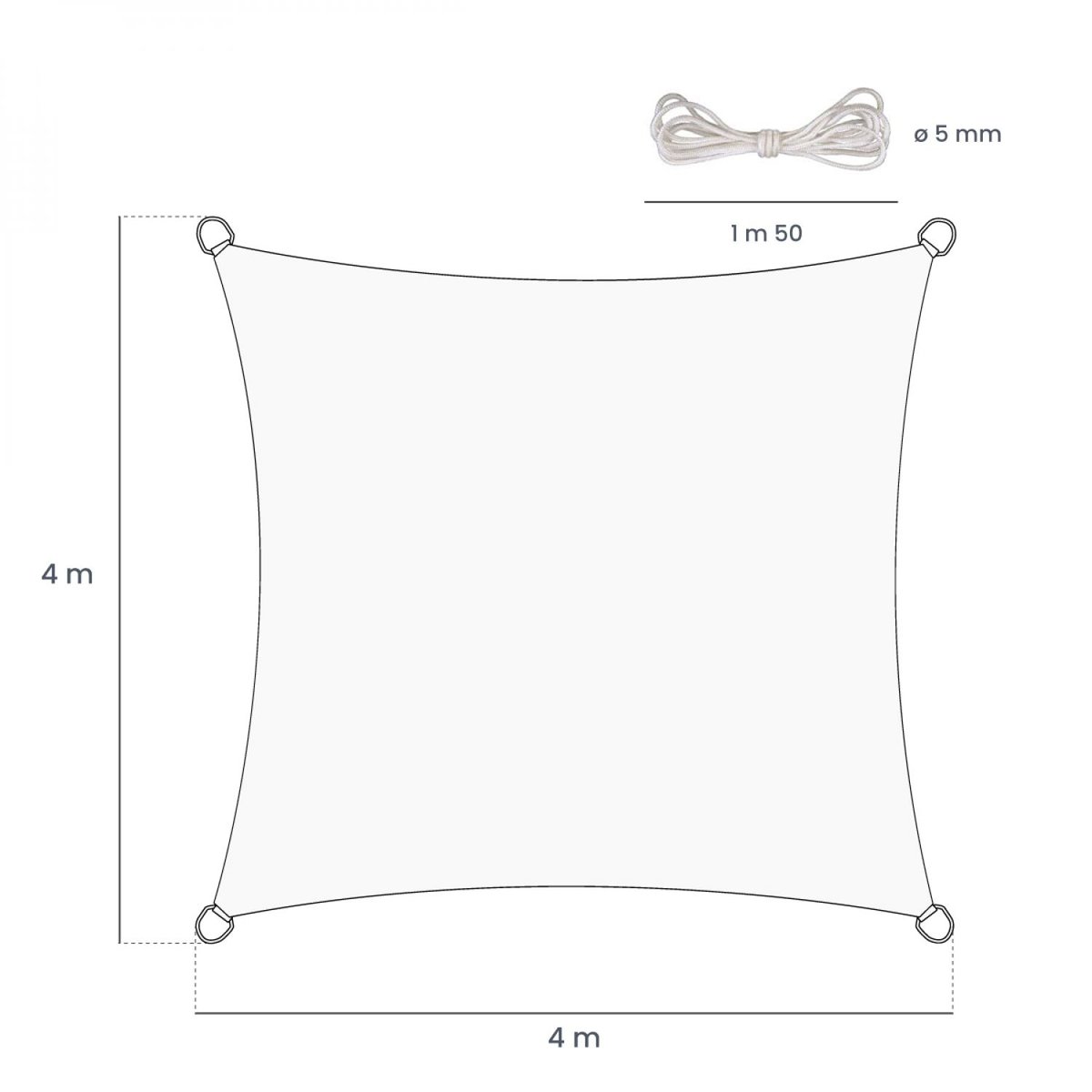 Voile d'ombrage carré imperméable et résistant UV beige, LINXOR