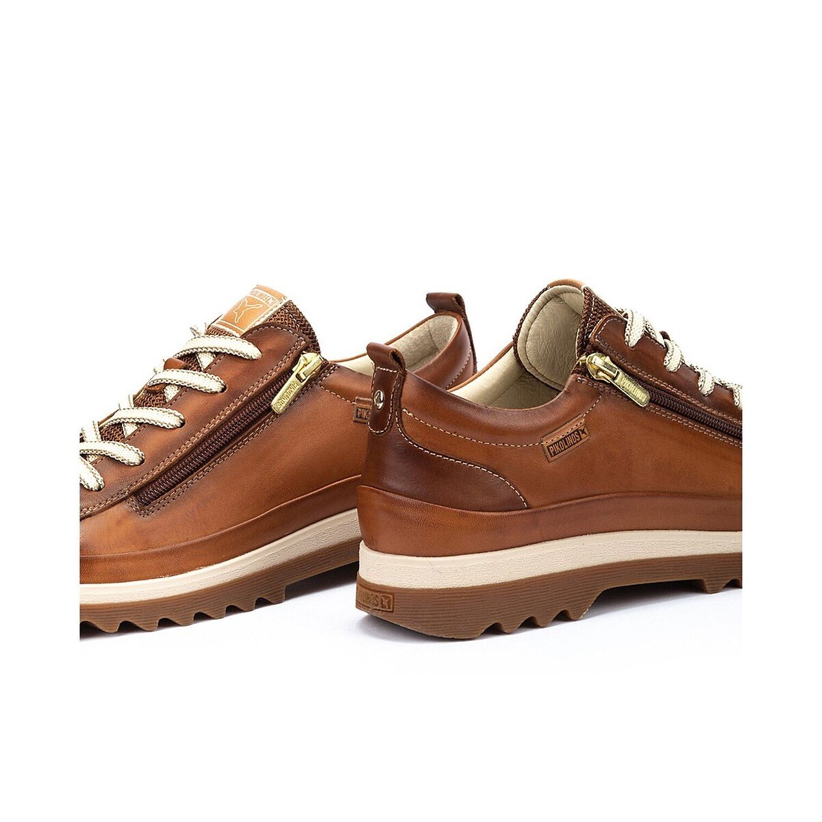Leren sneakers met rits, VIGO cognac   , PIKOLINOS