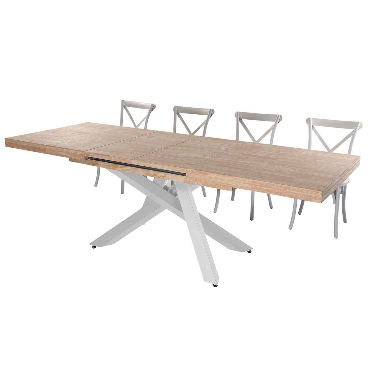 Table de repas extensible en bois et acier  - MALANA blanc, MATHI DESIGN