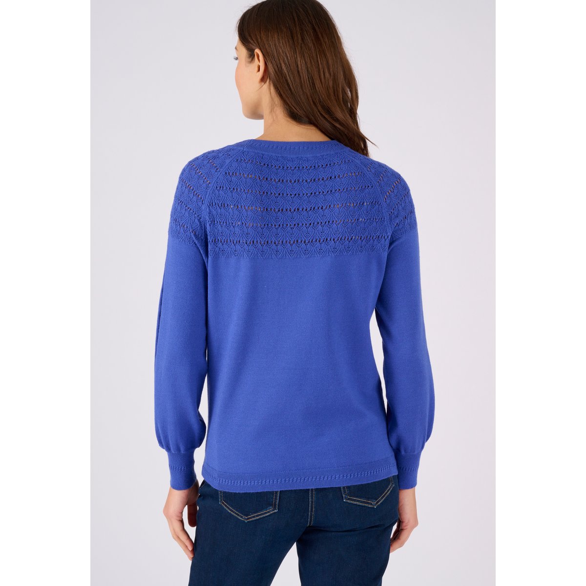 Pull jeu de maille fantaisie bleu outremer, DAMART