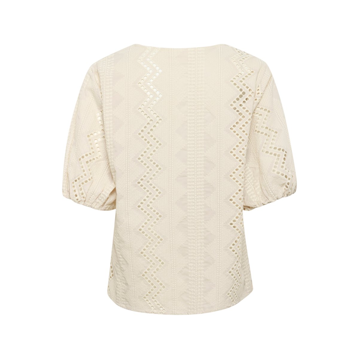 Blouse with short sleeve beige perfectly pale, CREAM
