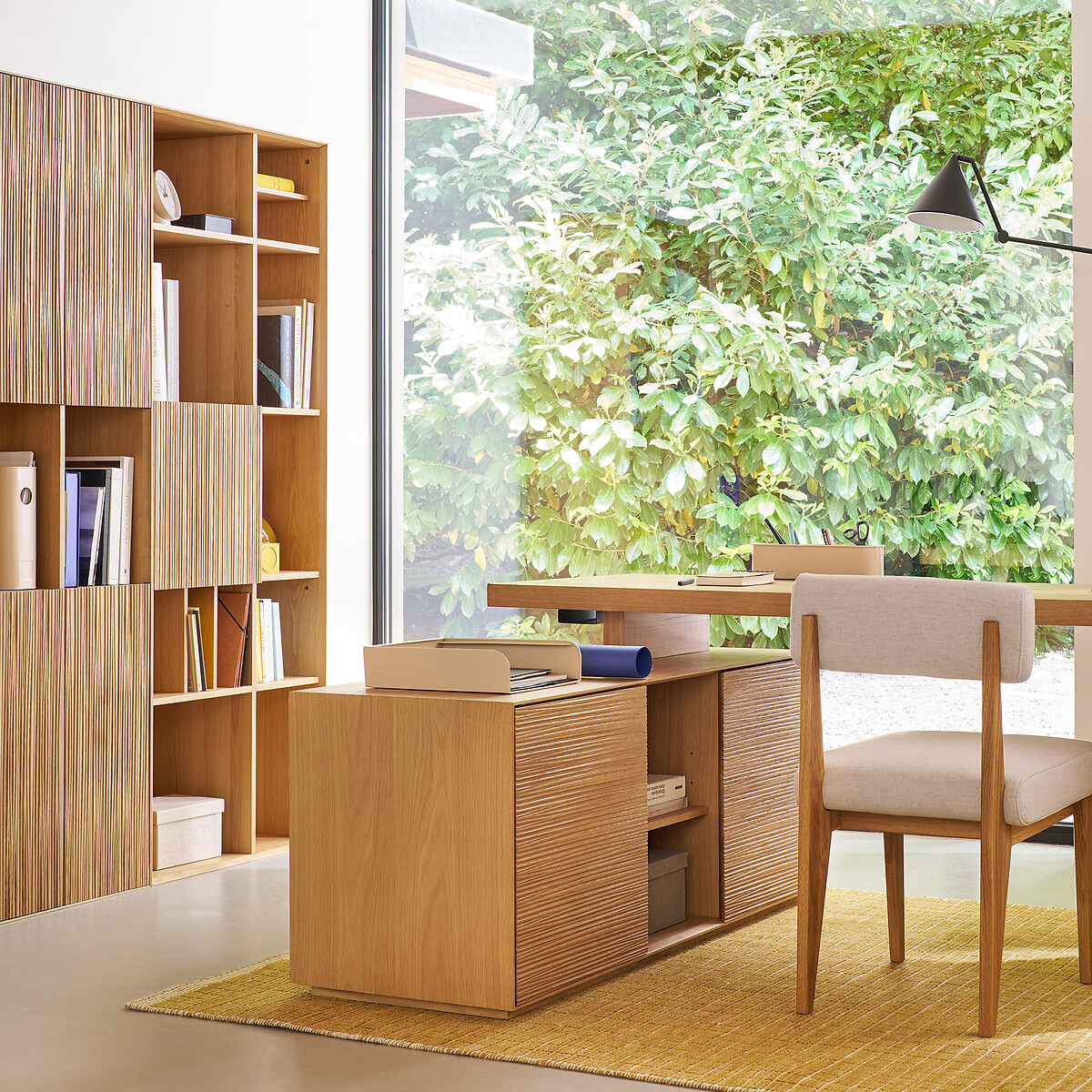 Boekenkast met 1 deur in eiken en fineer, Mikube naturel eikenhout, AM.PM