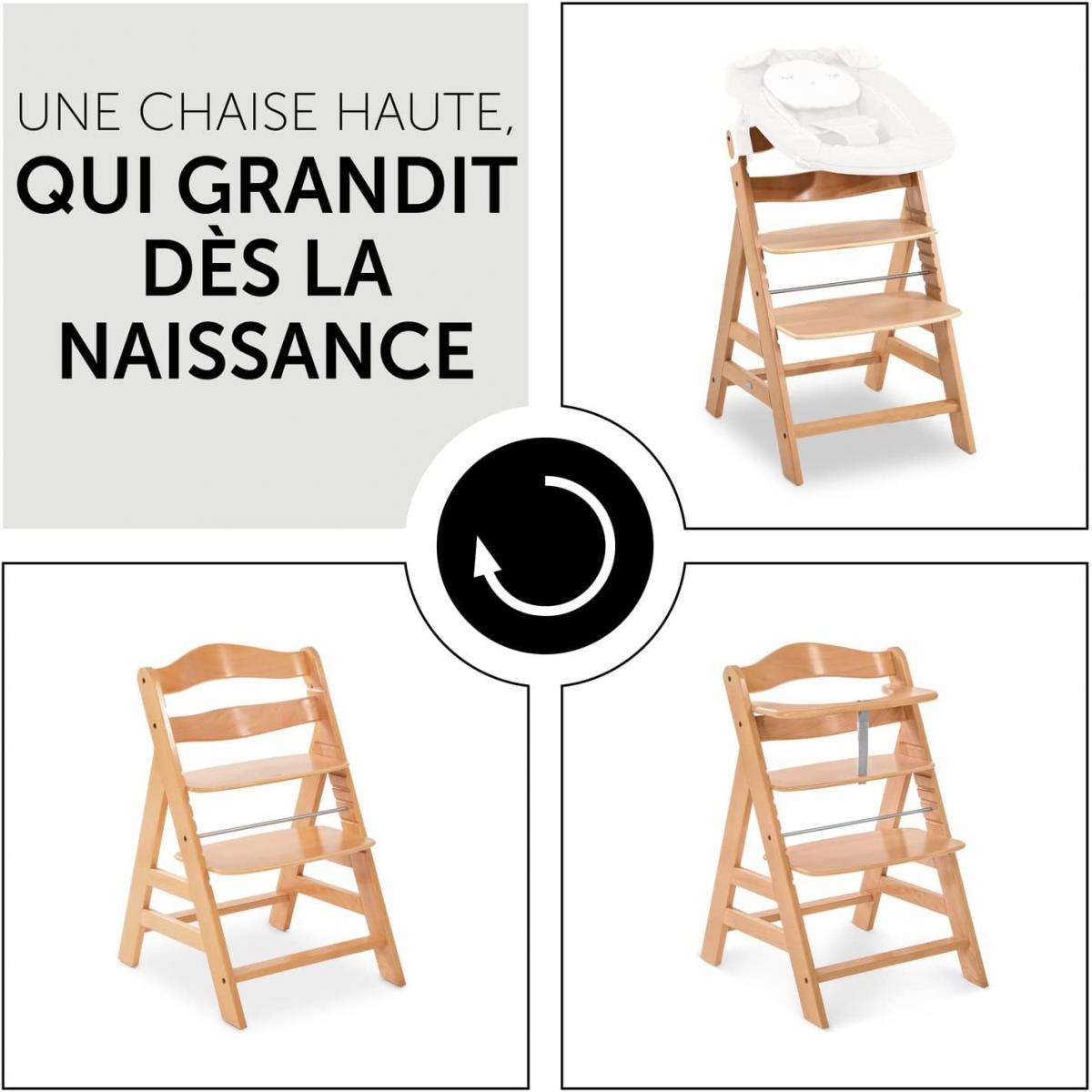 Chaise haute évolutive Alpha+B Naturelle couleur unique, HAUCK
