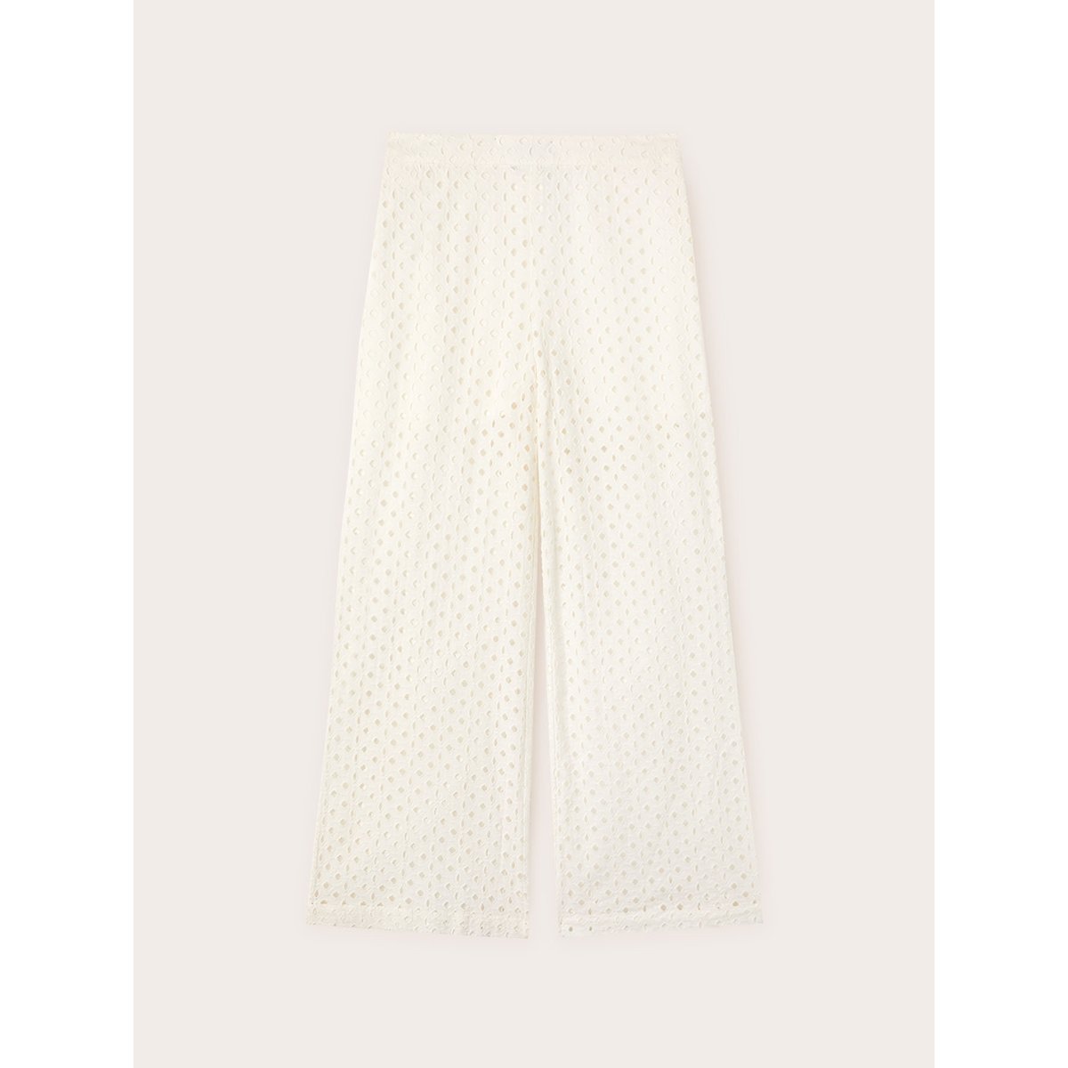 Pantalon large en broderie anglaise blanc, MOTIVI