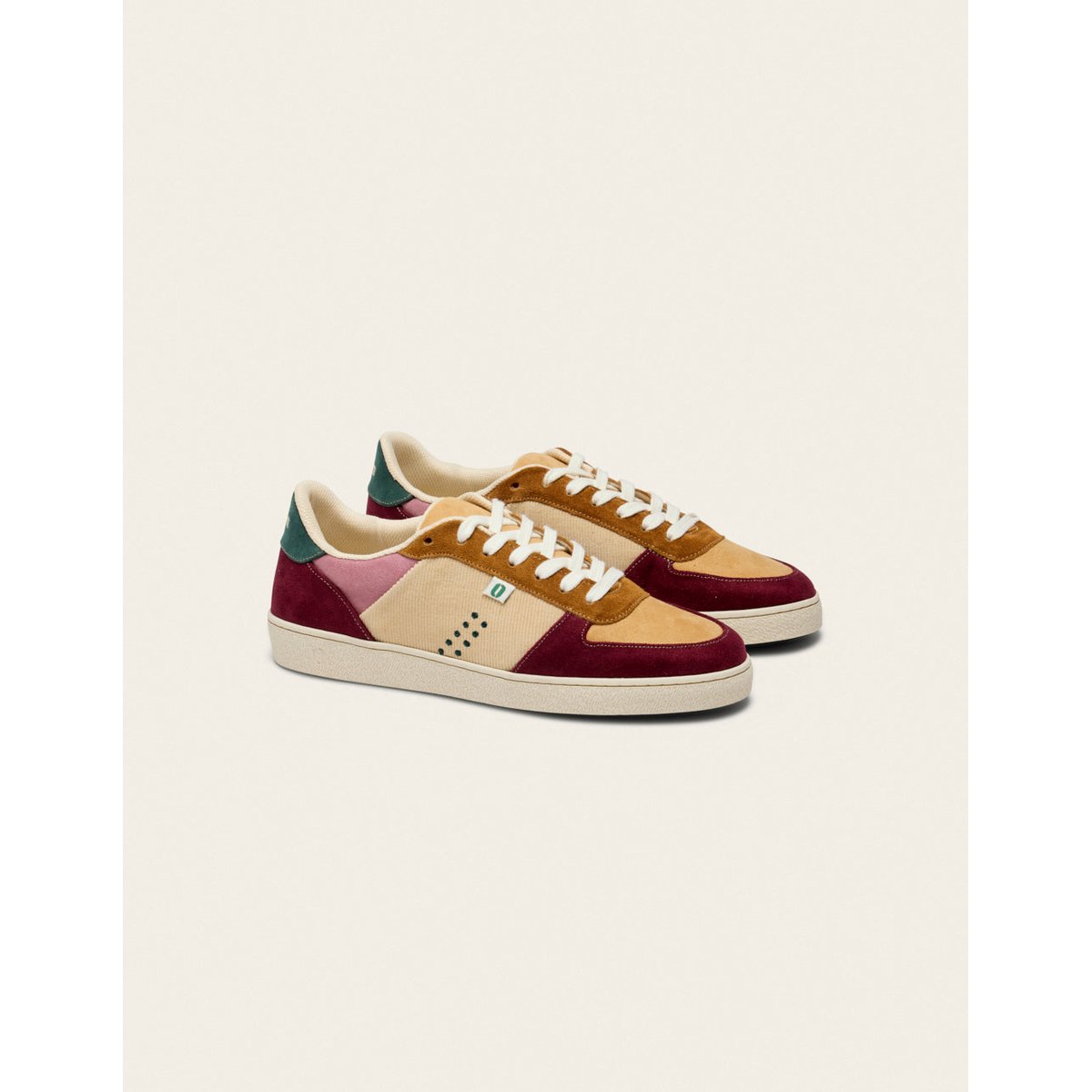 Baskets basses MARIE bordeaux beige moutarde, ODAJE