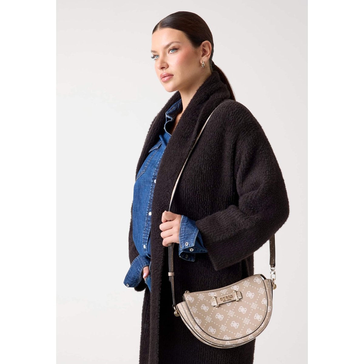 Sac D’épaule Silia Logo 4G Pivoine beige, GUESS