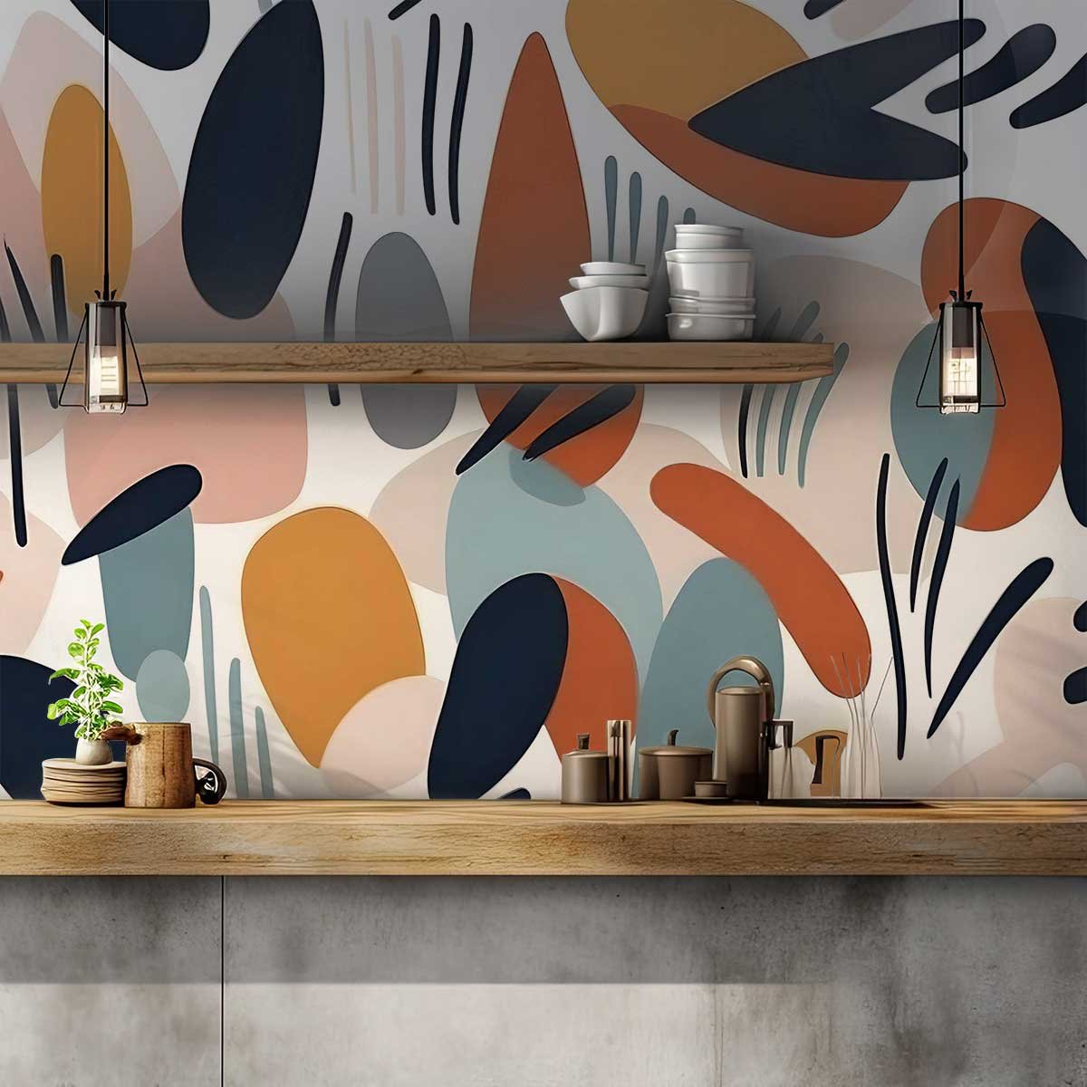 Papier peint ovales colorées intissé, HEXOA