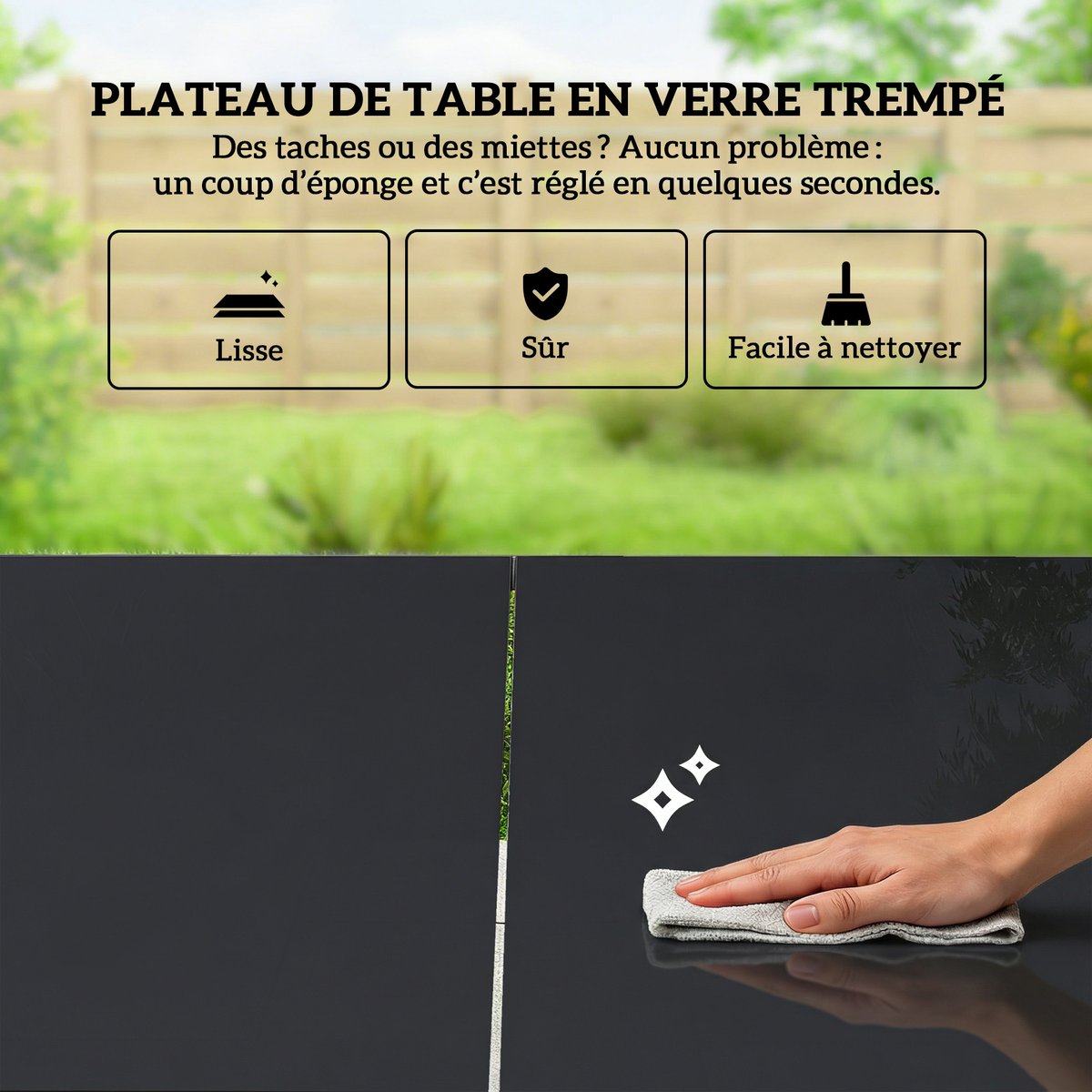 Ensemble de salon de jardin Acier galvanisé noir, OUTSUNNY