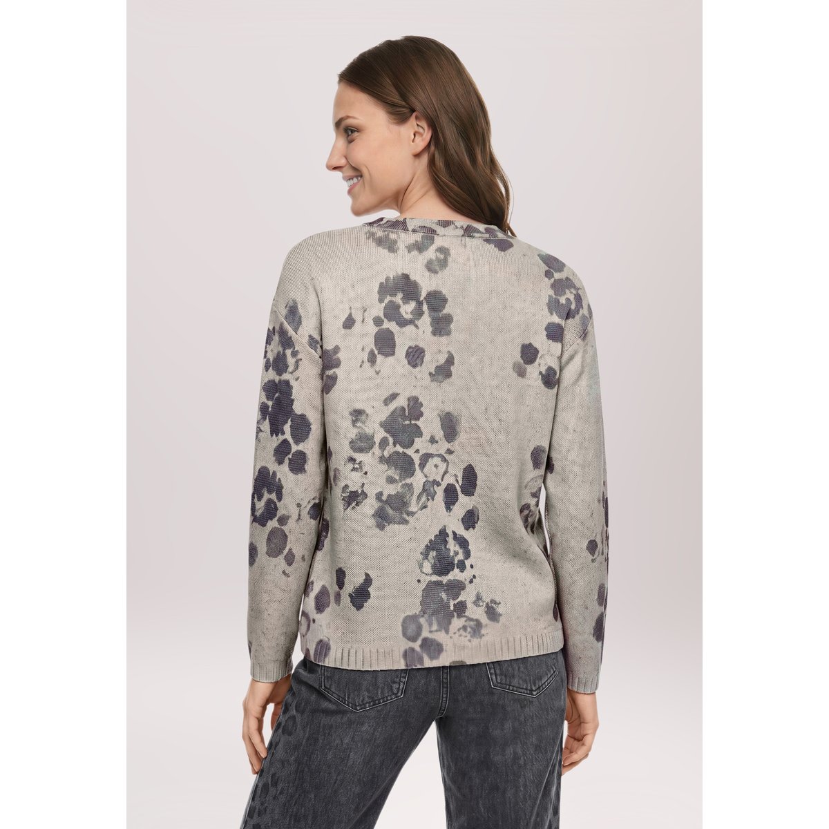 Pull-over en maille à fils de fil textile beige/petrol, BETTY BARCLAY