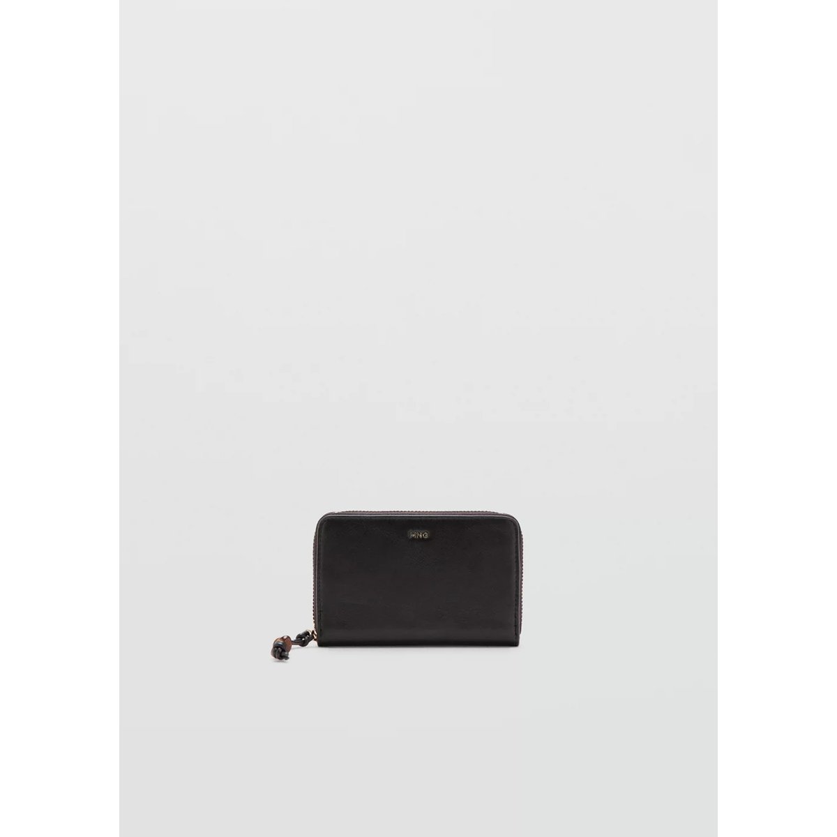 Portefeuille petit effet saffiano chocolat, MANGO