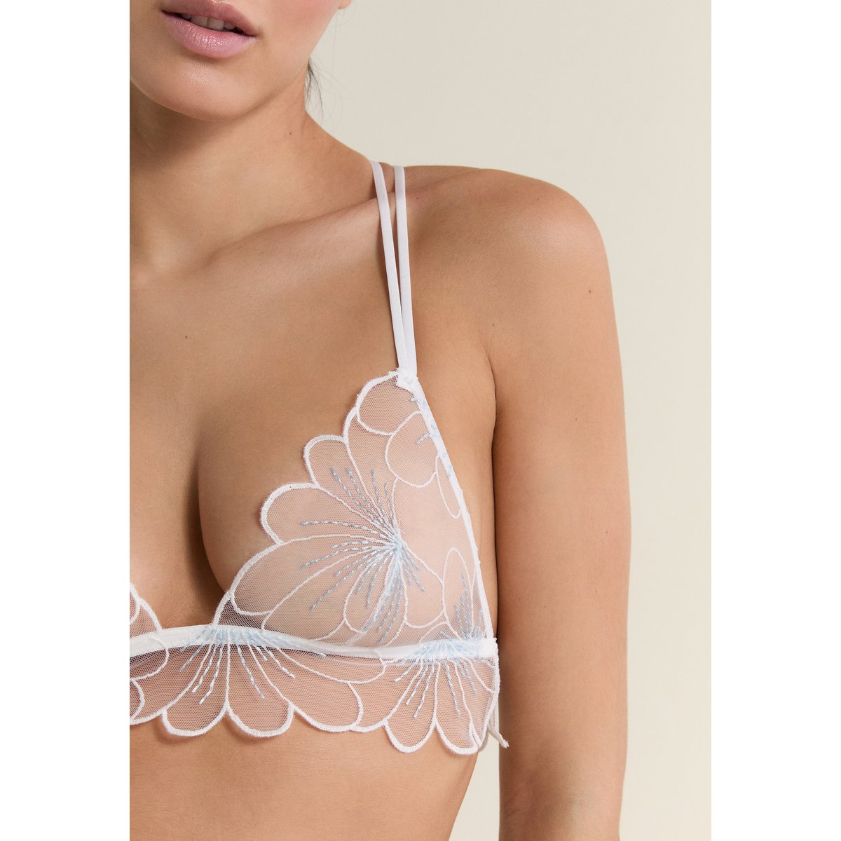 Soutien-gorge triangle en broderie CAMELIA blanc, ETAM