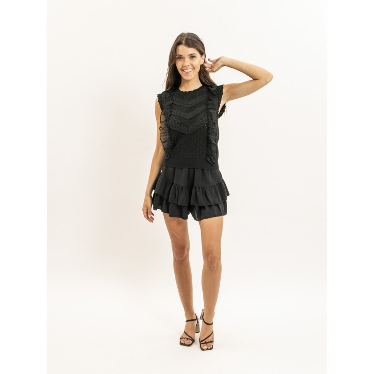 Top Sans Manches Dentelle Fevia noir, DONA LISA