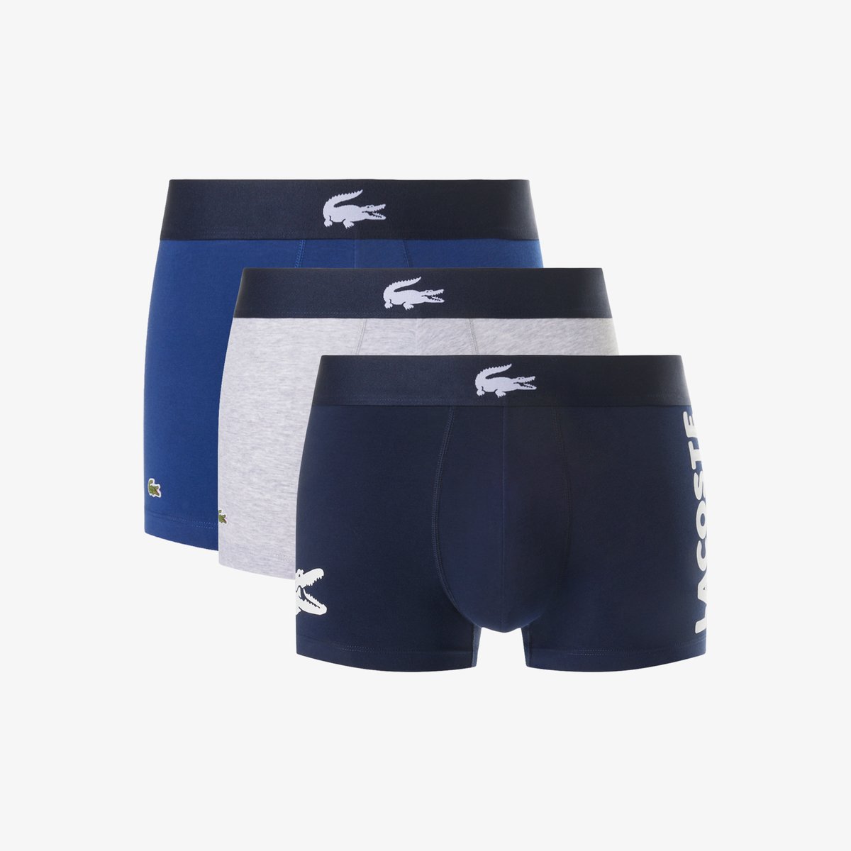 Lot de 3 boxers courts coton stretch bleu-bck, LACOSTE