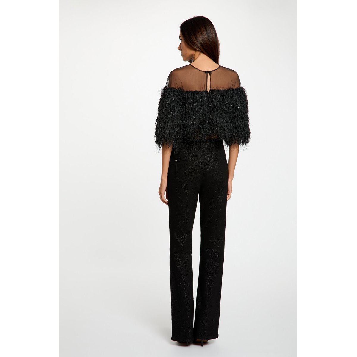 Jean bootcut paillettes noir, MORGAN