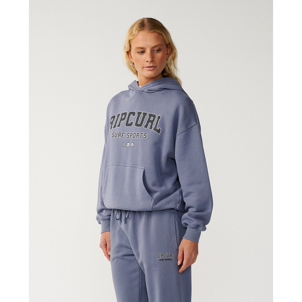 Sweat à capuche VARSITY SPORTS Oversize blue grey, RIP CURL