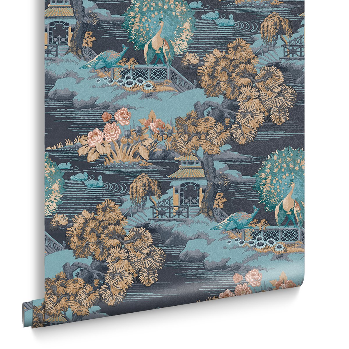 Papier peint Edo Toile bleu, GRAHAM ET BROWN