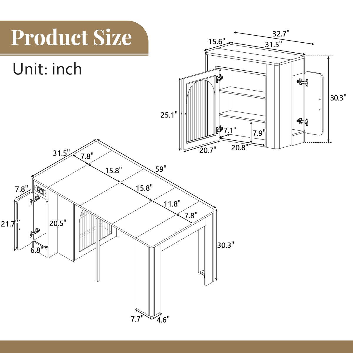 Table à manger extensible à allonge papillon intégrée, ELMOC chêne, MEUBLES COSY