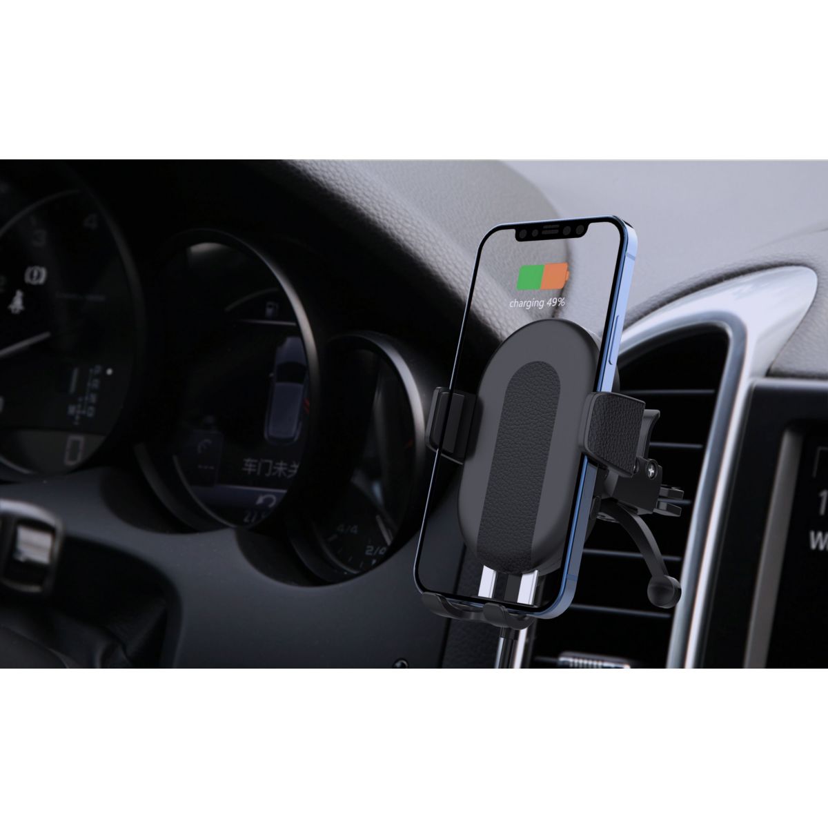 Support smartphone Voiture Chargeur à induction 3 en 1 noir, ESSENTIEL B