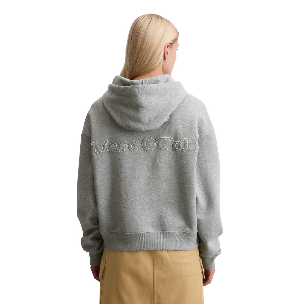 Veste sweat relaxed en pur coton organique gris clair, MARC O'POLO